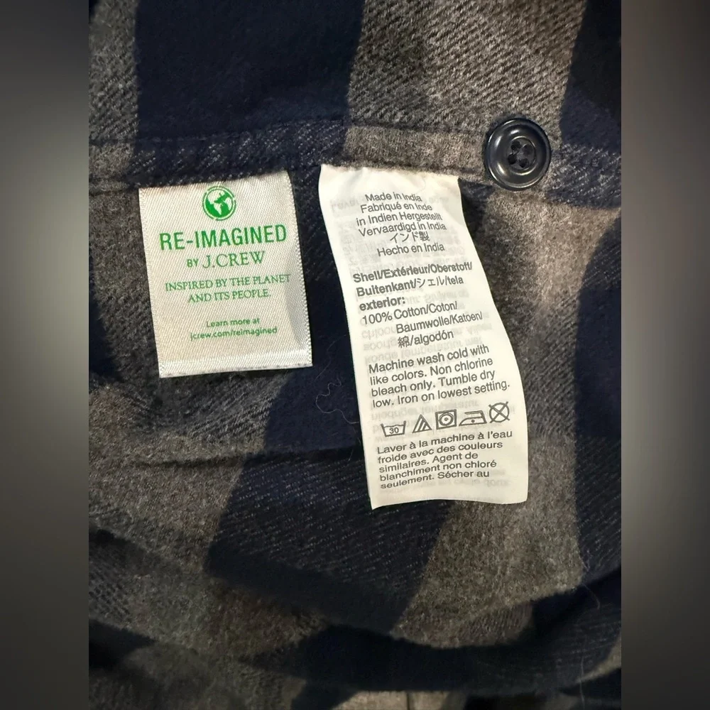 J. Crew Navy and Charcoal Plaid Shirt